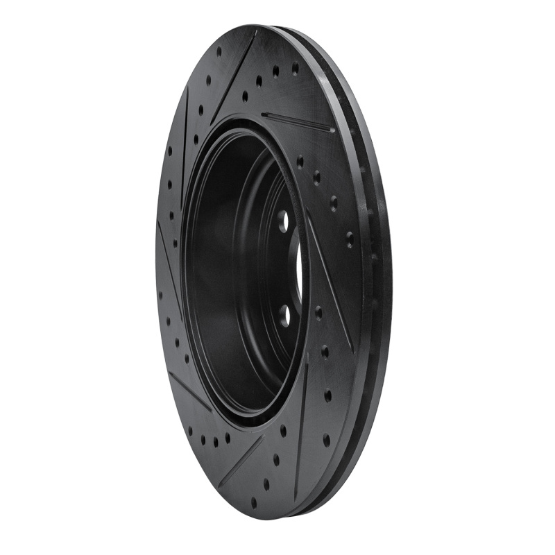 BMW 335I GT xDrive Brake Rotor (1) - Rear Right - R1 Concepts - Drilled & Slotted - Black - `12-`20